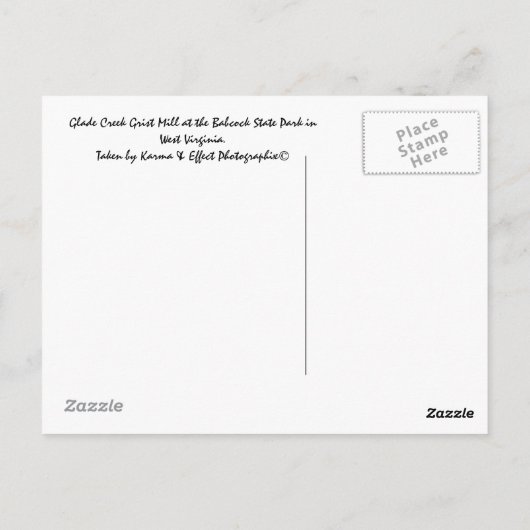 Babcock State Park Post Card Briefkaart (Achterkant)