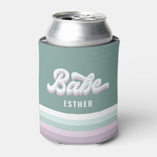 Babe bachelorette bruiloft funky retro 80's pastel blikjeskoeler (Blikje Voorkant)