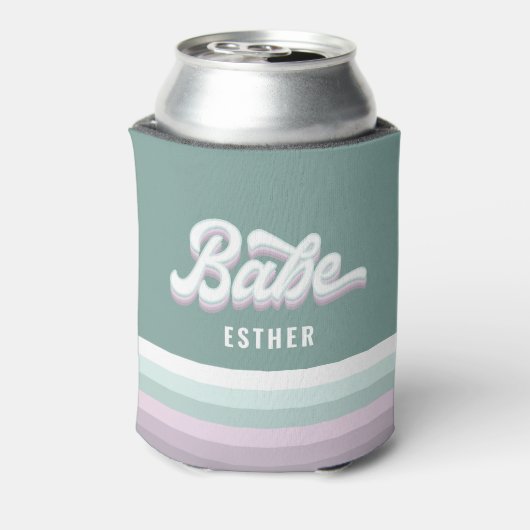 Babe bachelorette bruiloft funky retro 80's pastel blikjeskoeler (Blikje Achterkant)