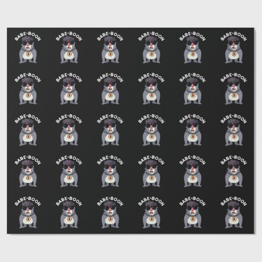 Babe-boon Funny Animal Monkey Baboon Pun Dark BG Cadeaupapier (Vlak)