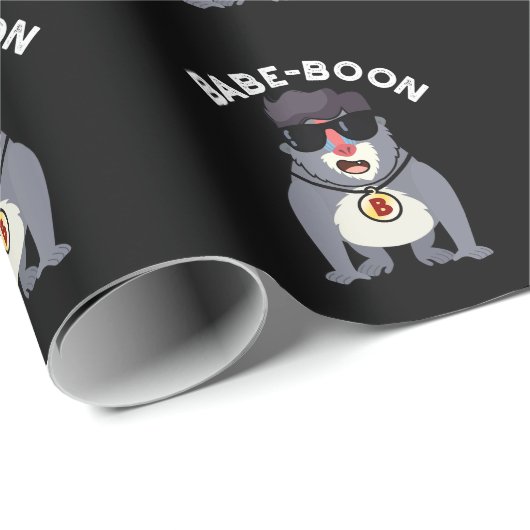Babe-boon Funny Animal Monkey Baboon Pun Dark BG Cadeaupapier (Rol Hoek)