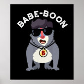 Babe-boon Funny Animal Monkey Baboon Pun Dark BG Poster (Voorkant)