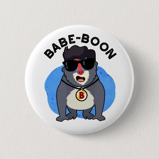 Babe-boon Funny Animal Monkey Baboon Pun Ronde Button 5,7 Cm (Voorkant)