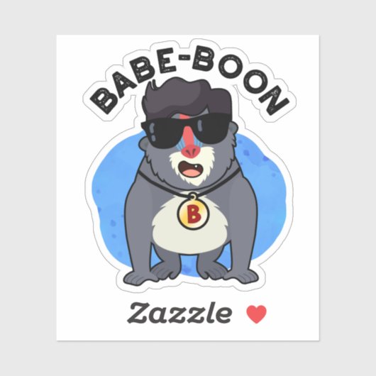Babe-boon Funny Animal Monkey Baboon Pun Sticker (Vel)