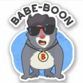 Babe-boon Funny Animal Monkey Baboon Pun Sticker (Voorkant)