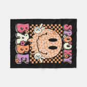 Babe Groovy Halloween Leopard Smile Face Checkered Fleece Deken (Voorkant (Horizontaal))
