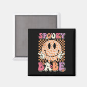 Babe Groovy Halloween Leopard Smile Face Checkered Magneet (Voorkant / Achterkant)