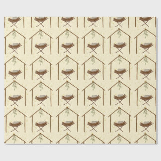 Babe in a manger Christmas wrap Cadeaupapier