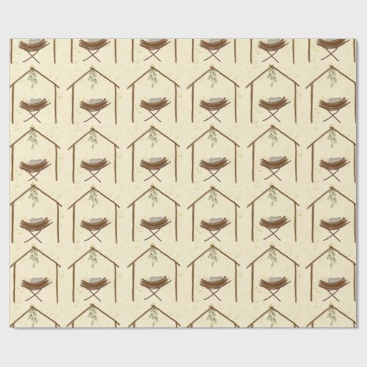 Babe in a manger Christmas wrap Cadeaupapier (Vlak)