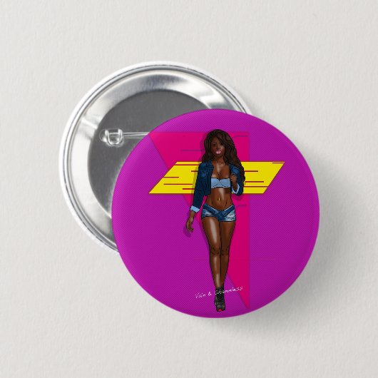 Babe in blue jeans ronde button 5,7 cm (Voorkant /achterkant)