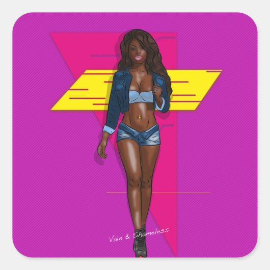 Babe in blue jeans vierkante sticker (Voorkant)