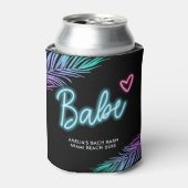 Babe Neon Blauw & Roze Tropische Bach Blikjeskoeler (Blikje Voorkant)