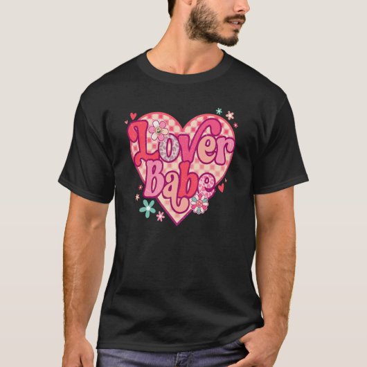 Babe Retro Happy Valentine's Day Groovy Heart T-shirt (Voorkant)