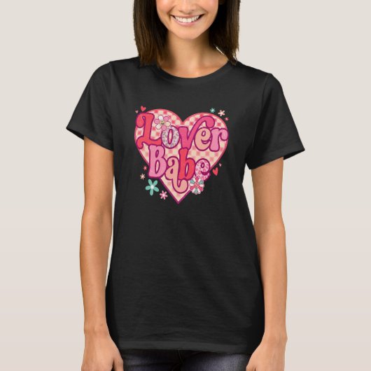 Babe Retro Happy Valentine's Day Groovy Heart T-shirt (Voorkant)
