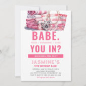 BABE Roze Zwembad Party Meisje Verjaardag Kaart (Voorkant)