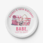 BABE Roze Zwembad Party Meisje Verjaardag Papieren Bordje (Voorkant)