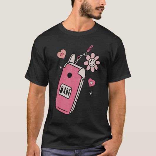 Babe Smart Phone Groovy Retro Happy Valentijns Da T-shirt (Voorkant)