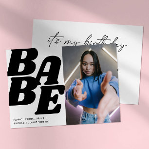 BABE Tiener Foto Verjaardagsuitnodiging Kaart