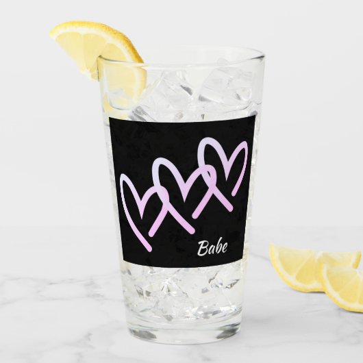Babe Triple Heart Glass Tumbler (Voorkant ijs)