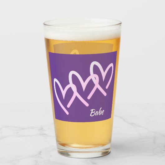 Babe Triple Paarse Heart Tumbler (Achterkant gevuld)