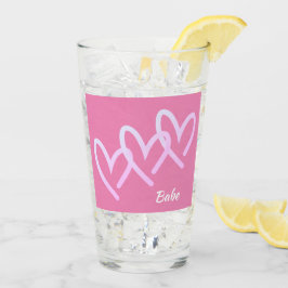 Babe Triple Pink Heart Tumbler Glass