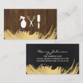 Baber Stylist Gereedschap Hout Leder Goud Geborste Visitekaartje (Voorkant / Achterkant)