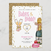 Babes and Bubble Champagne Galentine Day Party Kaart (Voorkant / Achterkant)