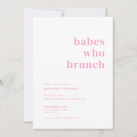 Babes die brunch Galentines uitnodiging (Voorkant)