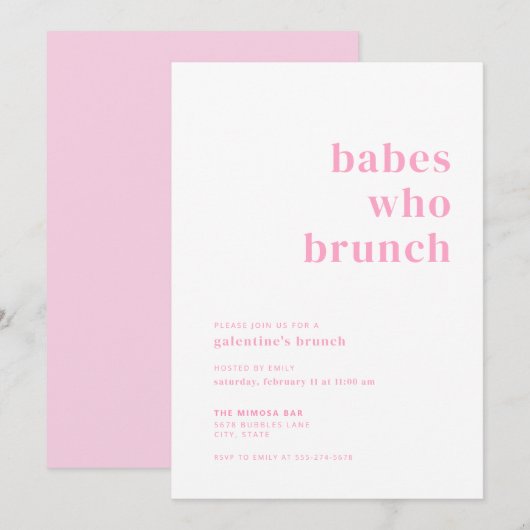 Babes die brunch Galentines uitnodiging (Voorkant / Achterkant)