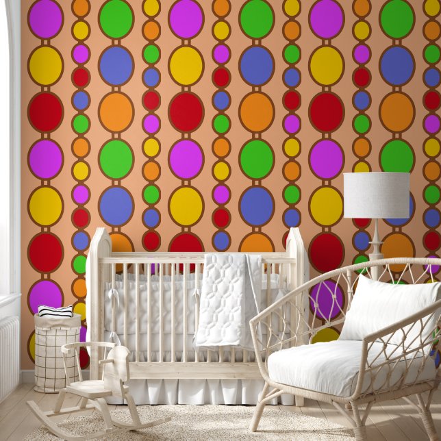 Babes kralen helder bruin op perzik behang (Kinderen)