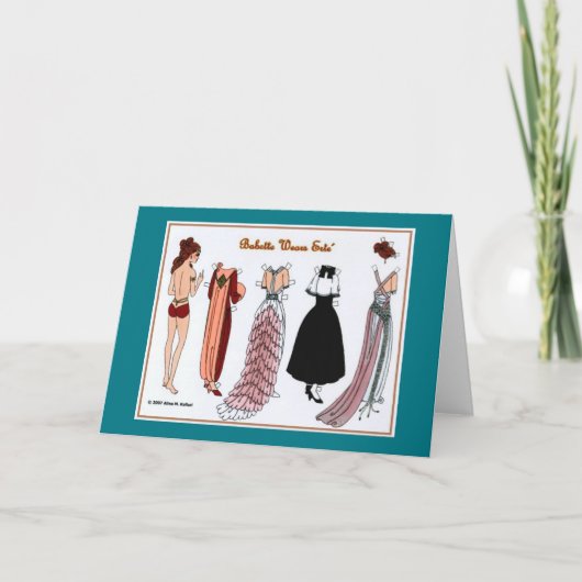Babette Wears Paper Doll Blank Greeting Card Kaart (Voorkant)