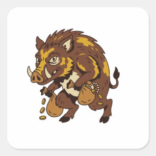Babi Ngepet is een mythisch wezen in Indonesische Vierkante Sticker