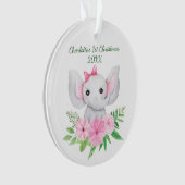 Babies 1e kerstroze groene olifant ornament (voorkant)