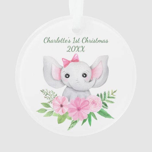 Babies 1e kerstroze groene olifant ornament (achterkant)