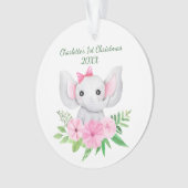 Babies 1e kerstroze groene olifant ornament (voorkant)