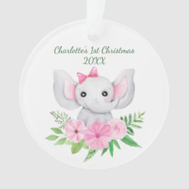 Babies 1e kerstroze groene olifant ornament