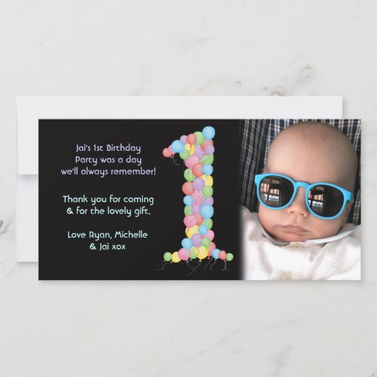 Babies 1e verjaardag Dank je foto Bedankkaart (Voorkant)