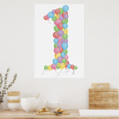Babies 1st Birthday Party ballonnen 1 Poster afdru (Keuken)
