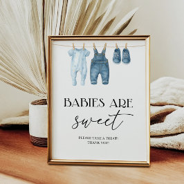 Babies Are Sweet Denim Blue Jean Baby Shower Poster