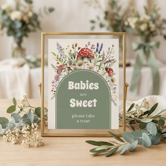 Babies are sweet Mushroom baby shower Poster