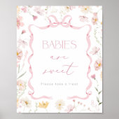 Babies are sweet Pink Bow Wildflower Baby shower Poster (Voorkant)