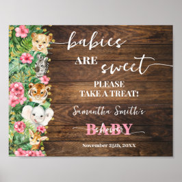 Babies are Sweet Pink Safari Rustic Baby Shower Poster