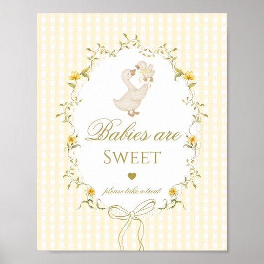 Babies are sweet Silly Goose yellow gingham Poster (Voorkant)