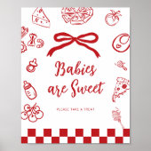 Babies are sweet Whimsical Bow Pizza Baby Shower Poster (Voorkant)