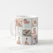 Babies eerste jaar foto collage script groen koffiemok (Voorkant links)