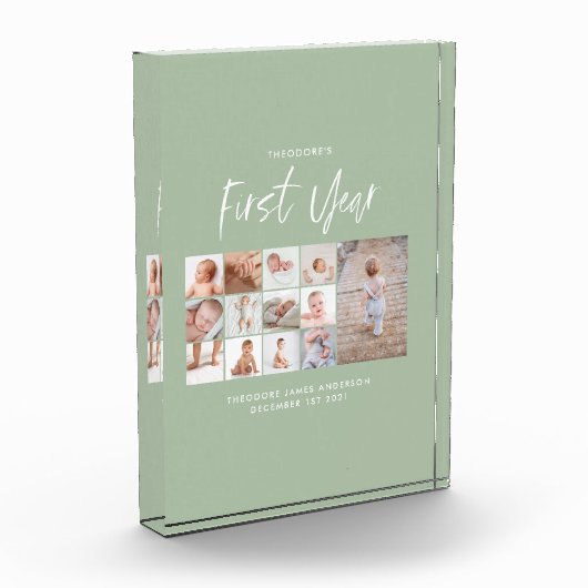Babies eerste jaar groen fotocollage script fotoblokken (Links)