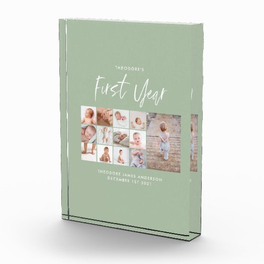 Babies eerste jaar groen fotocollage script fotoblokken (Rechts)