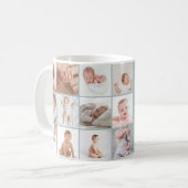 Babies eerste jaar groen fotocollage script koffiemok (Voorkant links)