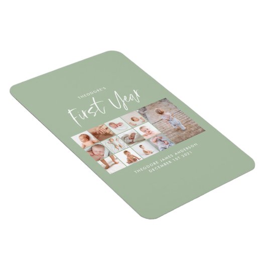 Babies eerste jaar groen fotocollage script magneet (Rechterzijde)