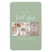 Babies eerste jaar groen fotocollage script magneet (Verticaal)